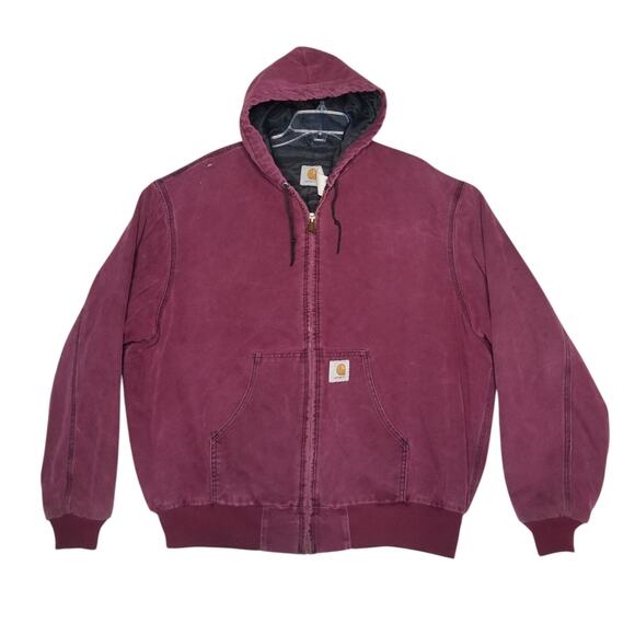 Vintage Carhartt JQ281 Jacket Burgundy Wine Red RARE Made in USA Size XL - Picture 1 of 16